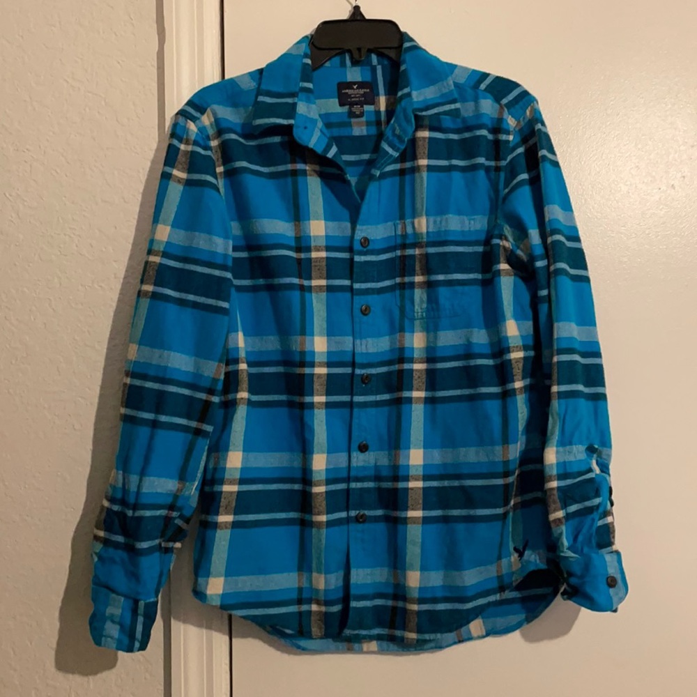 Men’s American Eagle Blue Plaid Flannel